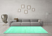 Machine Washable Solid Turquoise Modern Area Rugs in a Living Room,, wshcon1137turq