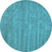 Round Machine Washable Abstract Light Blue Contemporary Rug, wshcon1138lblu