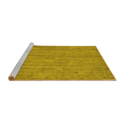 Sideview of Machine Washable Abstract Yellow Contemporary Rug, wshcon1138yw