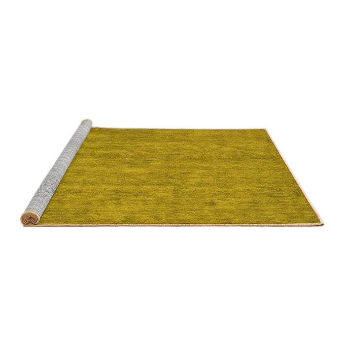 Sideview of Machine Washable Abstract Yellow Contemporary Rug, wshcon1138yw