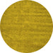 Round Machine Washable Abstract Yellow Contemporary Rug, wshcon1138yw