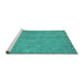 Sideview of Machine Washable Abstract Turquoise Contemporary Area Rugs, wshcon1138turq