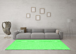 Machine Washable Abstract Green Contemporary Area Rugs in a Living Room,, wshcon1139grn