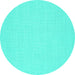 Round Abstract Turquoise Contemporary Rug, con1139turq