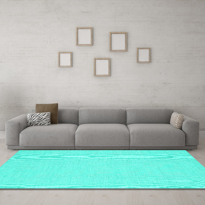 Machine Washable Abstract Turquoise Contemporary Area Rugs in a Living Room,, wshcon1139turq
