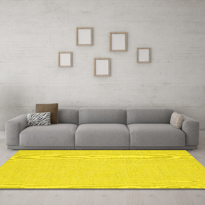Machine Washable Abstract Yellow Contemporary Rug in a Living Room, wshcon1139yw
