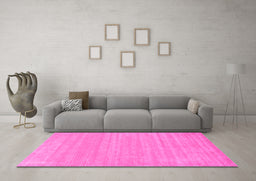 Machine Washable Solid Pink Modern Rug in a Living Room, wshcon113pnk