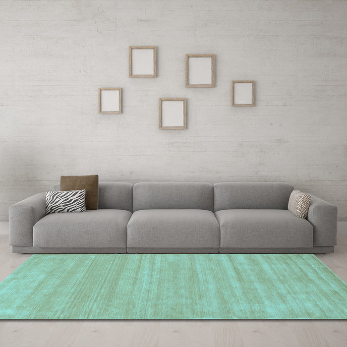 Machine Washable Solid Light Blue Modern Rug in a Living Room, wshcon113lblu