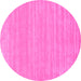 Round Machine Washable Solid Pink Modern Rug, wshcon113pnk