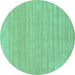 Round Machine Washable Solid Turquoise Modern Area Rugs, wshcon113turq