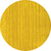 Round Machine Washable Solid Yellow Modern Rug, wshcon113yw