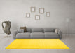 Machine Washable Solid Yellow Modern Rug in a Living Room, wshcon1140yw