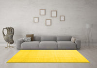 Machine Washable Solid Yellow Modern Rug, wshcon1140yw