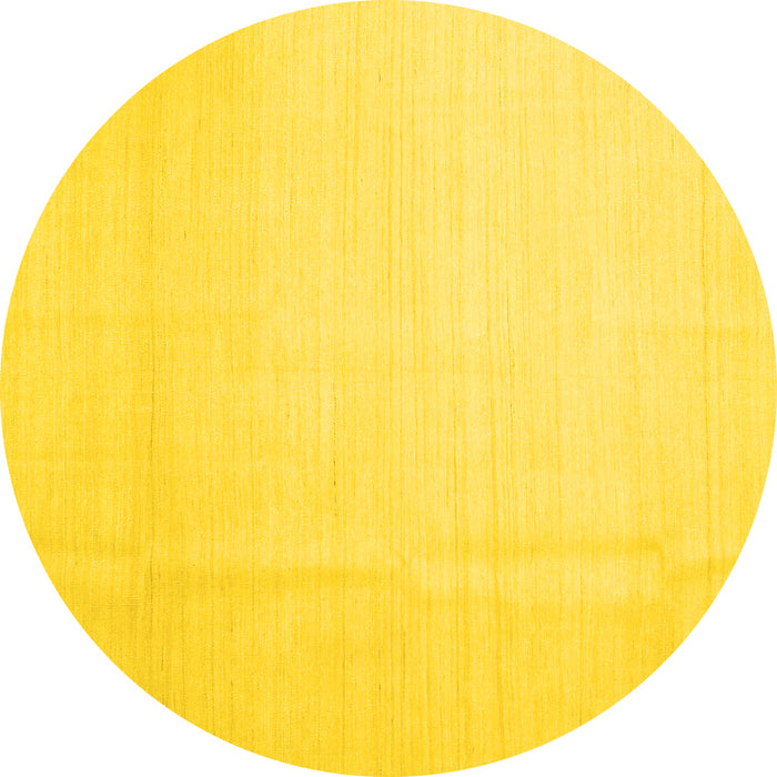 Round Solid Yellow Modern Rug, con1140yw