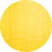 Round Solid Yellow Modern Rug, con1140yw