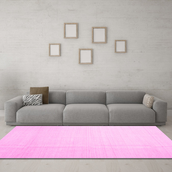 Machine Washable Solid Pink Modern Rug in a Living Room, wshcon1140pnk