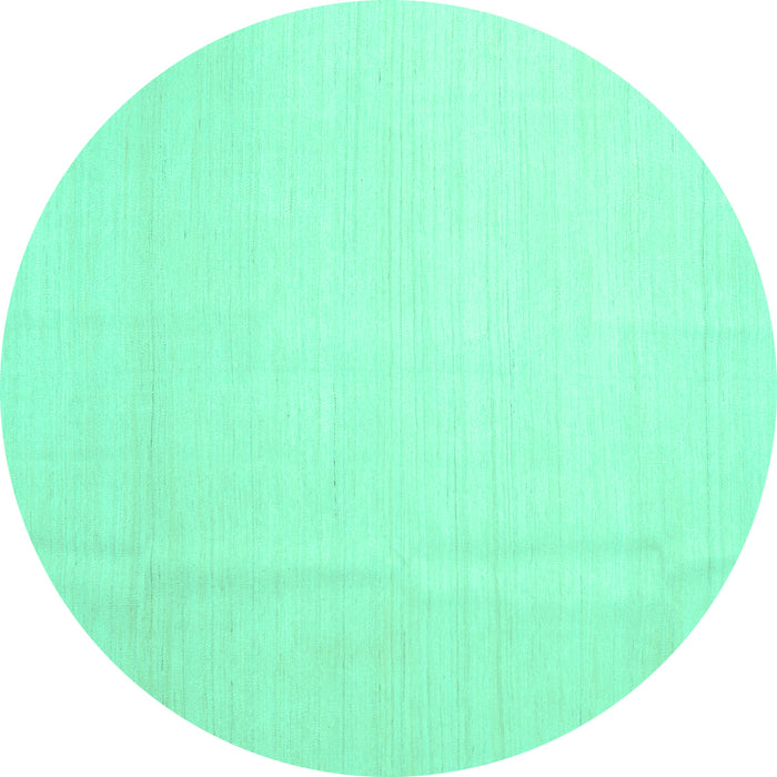 Round Machine Washable Solid Turquoise Modern Area Rugs, wshcon1140turq