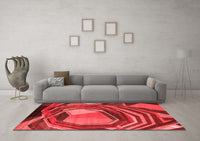 Machine Washable Abstract Red Contemporary Rug, wshcon1141red