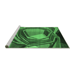 Sideview of Machine Washable Abstract Emerald Green Contemporary Area Rugs, wshcon1141emgrn