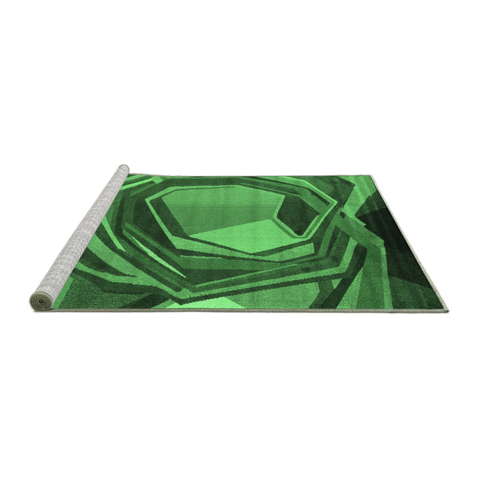 Sideview of Machine Washable Abstract Emerald Green Contemporary Area Rugs, wshcon1141emgrn