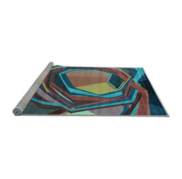 Sideview of Machine Washable Abstract Light Blue Contemporary Rug, wshcon1141lblu