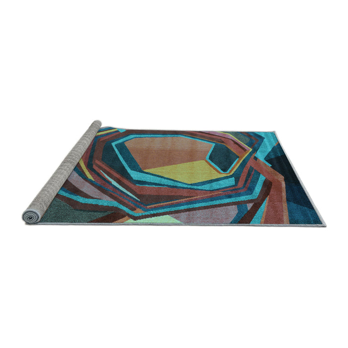 Sideview of Machine Washable Abstract Light Blue Contemporary Rug, wshcon1141lblu