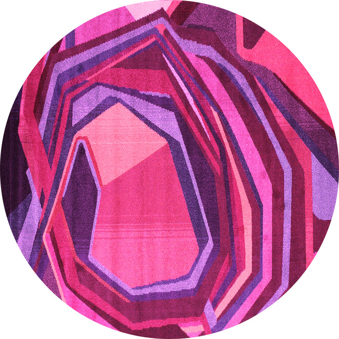 Round Abstract Pink Contemporary Rug, con1141pnk