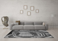 Machine Washable Abstract Gray Contemporary Rug, wshcon1141gry