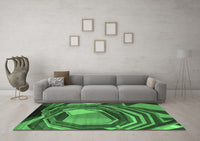 Machine Washable Abstract Emerald Green Contemporary Rug, wshcon1141emgrn