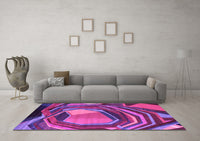 Machine Washable Abstract Purple Contemporary Rug, wshcon1141pur