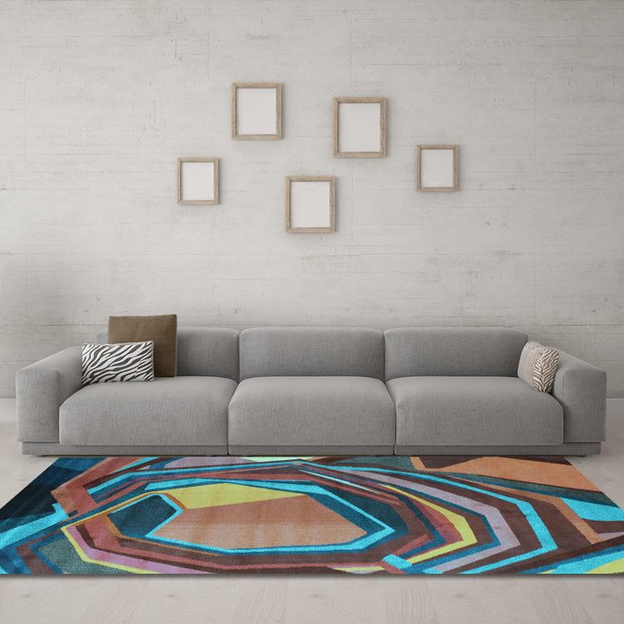 Machine Washable Abstract Light Blue Contemporary Rug in a Living Room, wshcon1141lblu