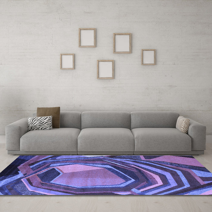 Machine Washable Abstract Blue Contemporary Rug in a Living Room, wshcon1141blu