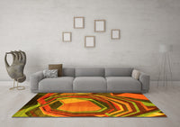 Machine Washable Abstract Yellow Contemporary Rug, wshcon1141yw