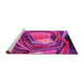 Sideview of Machine Washable Abstract Pink Contemporary Rug, wshcon1141pnk