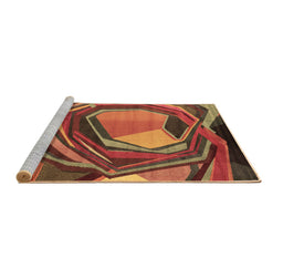 Sideview of Machine Washable Abstract Brown Contemporary Rug, wshcon1141brn