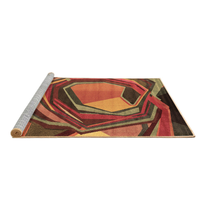 Sideview of Machine Washable Abstract Brown Contemporary Rug, wshcon1141brn