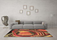 Machine Washable Abstract Brown Contemporary Rug, wshcon1141brn