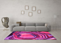 Machine Washable Abstract Pink Contemporary Rug, wshcon1141pnk