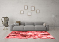 Machine Washable Abstract Red Contemporary Rug, wshcon1142red