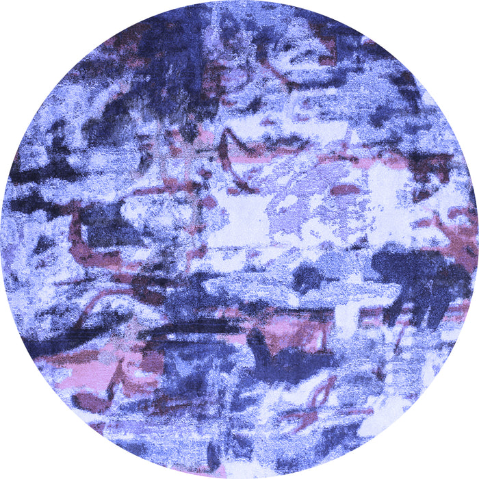 Round Abstract Blue Contemporary Rug, con1142blu