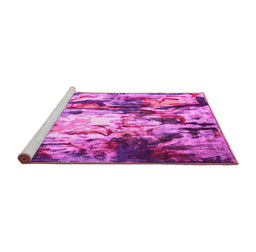 Sideview of Machine Washable Abstract Pink Contemporary Rug, wshcon1142pnk