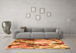 Machine Washable Abstract Orange Contemporary Area Rugs in a Living Room, wshcon1142org