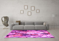 Machine Washable Abstract Pink Contemporary Rug, wshcon1142pnk
