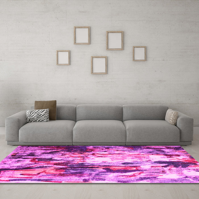 Machine Washable Abstract Pink Contemporary Rug in a Living Room, wshcon1142pnk