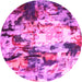 Round Abstract Pink Contemporary Rug, con1142pnk