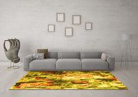 Machine Washable Abstract Yellow Contemporary Rug, wshcon1142yw
