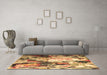 Machine Washable Abstract Brown Contemporary Rug in a Living Room,, wshcon1142brn