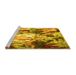 Sideview of Machine Washable Abstract Yellow Contemporary Rug, wshcon1142yw