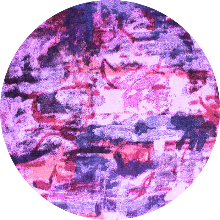 Round Abstract Purple Contemporary Rug, con1142pur