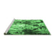 Sideview of Machine Washable Abstract Emerald Green Contemporary Area Rugs, wshcon1142emgrn